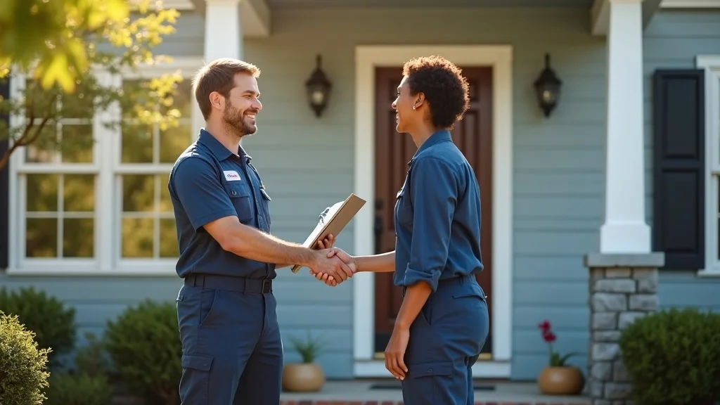 Pest control technician greeting Englewood homeowners, symbolizing trusted bed bug treatment Englewood service