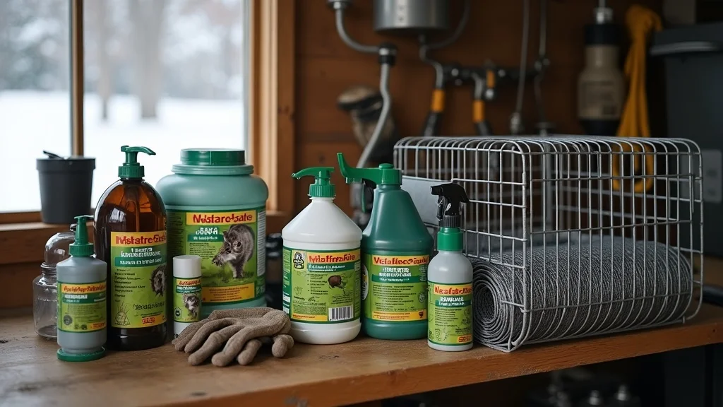 wildlife control colorado winter - wildlife prevention tools arranged on garage workbench