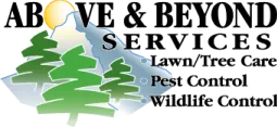 Logo for Above & Beyond Services featuring trees and service categories